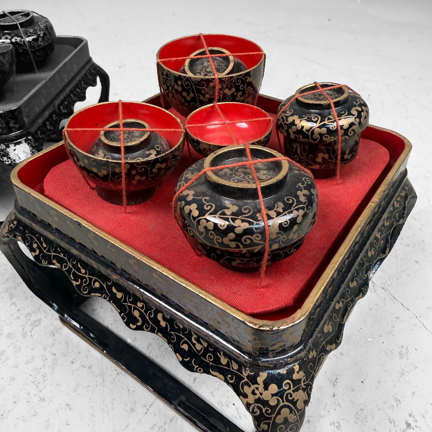 Luxurious Tsugaru-nuri Hina Lacquer Accessories, Fukushi Shikki, 1960s