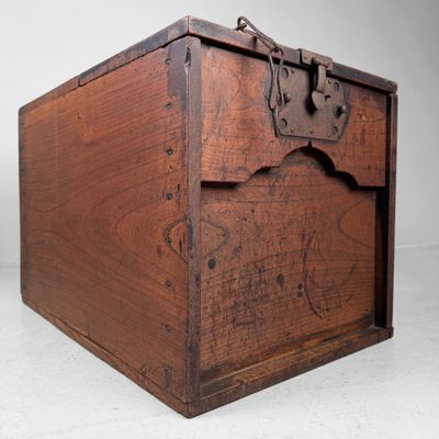 Antique Wooden Japanese Zenibako Box, 1860s