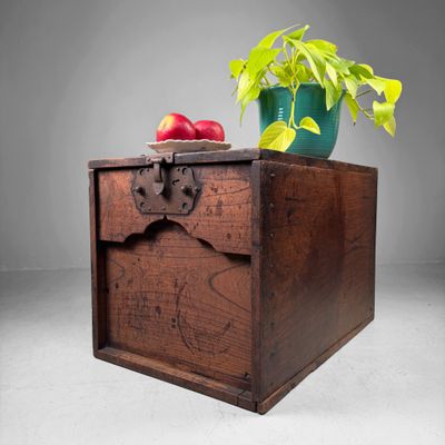 Antique Wooden Japanese Zenibako Box, 1860s