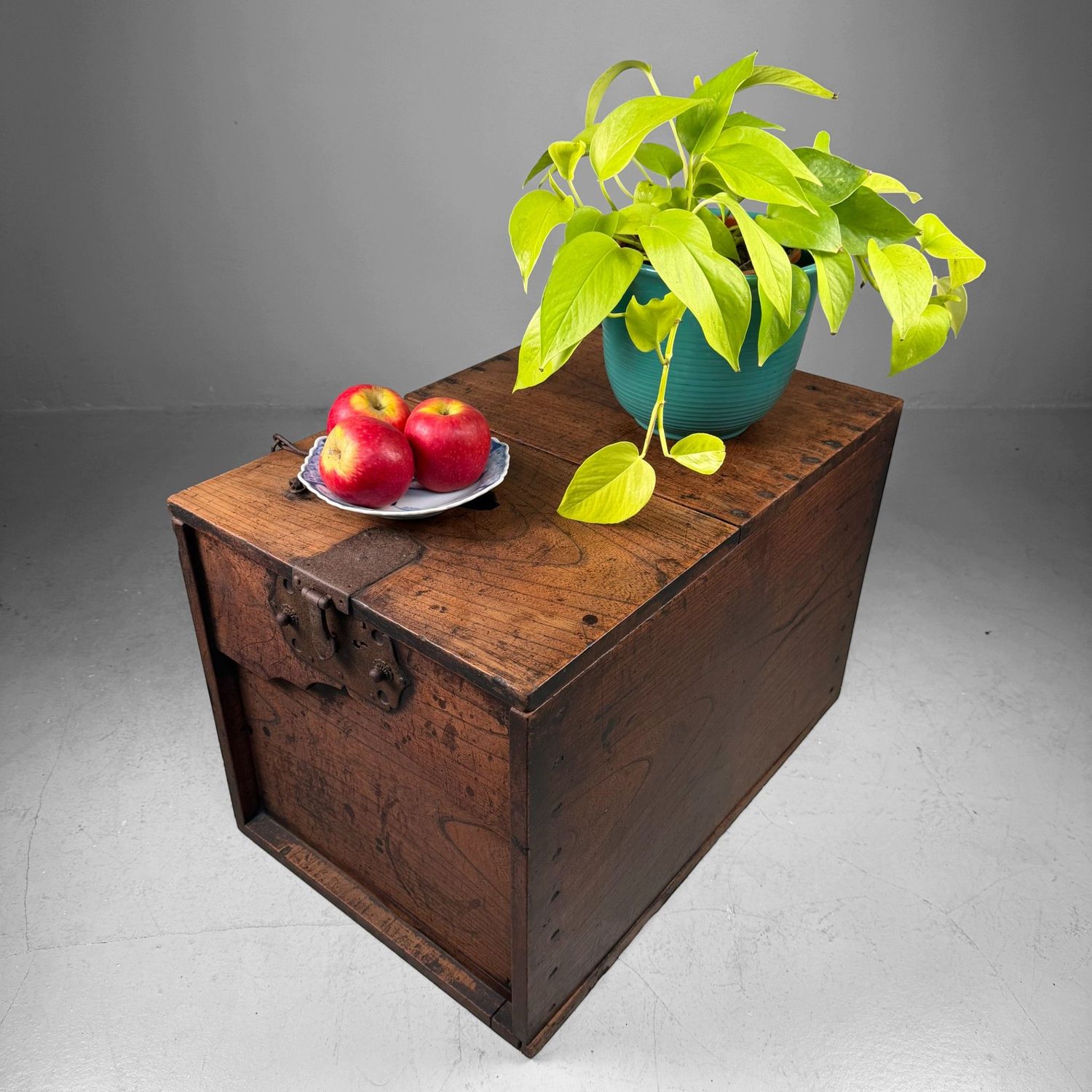 Antique Wooden Japanese Zenibako Box, 1860s