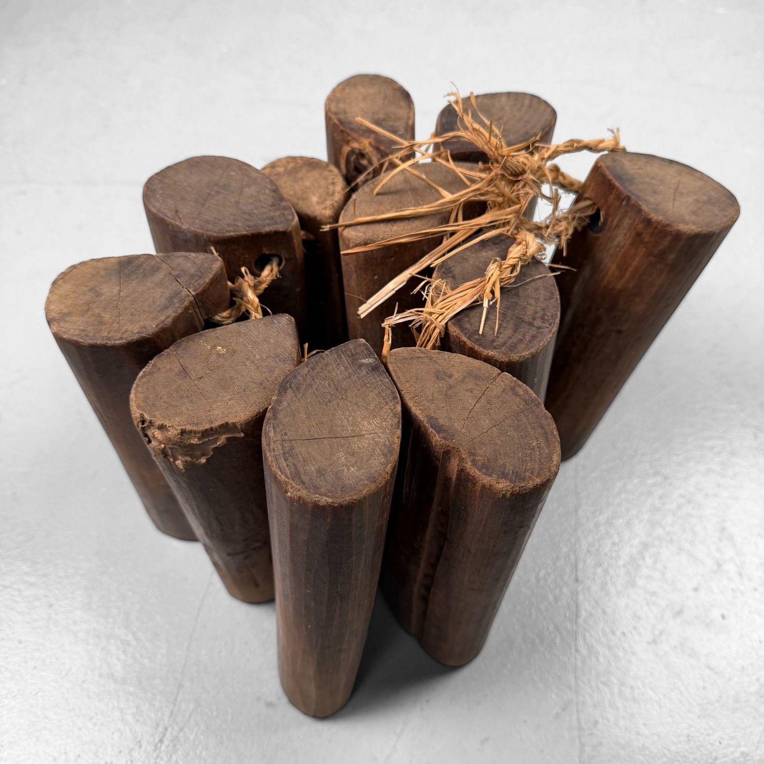Antieke Japanse Weefgewichten, Houten Decoratie, 1900s