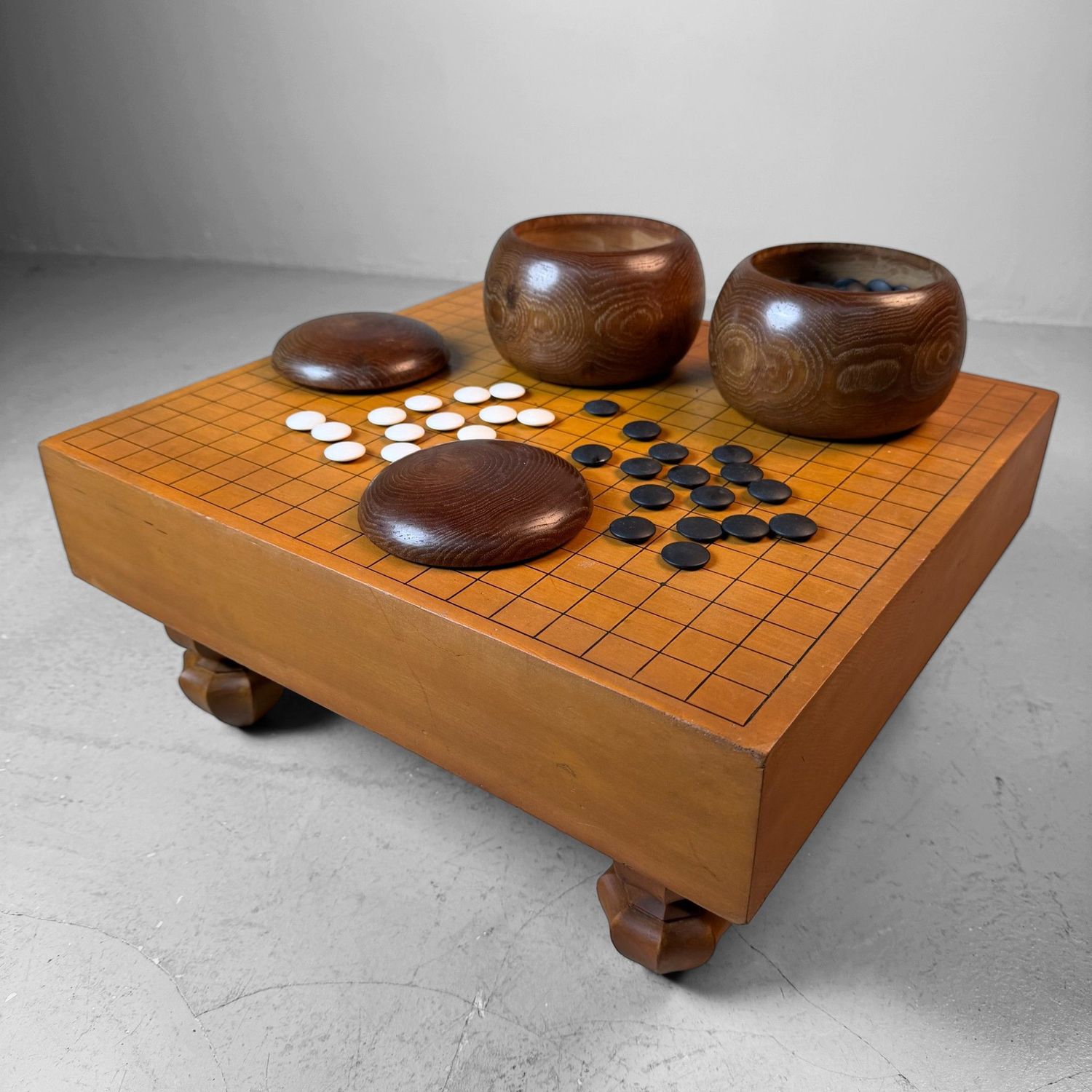 Vintage Japanse Go Set met Houten Goban en Gokei, 1950s