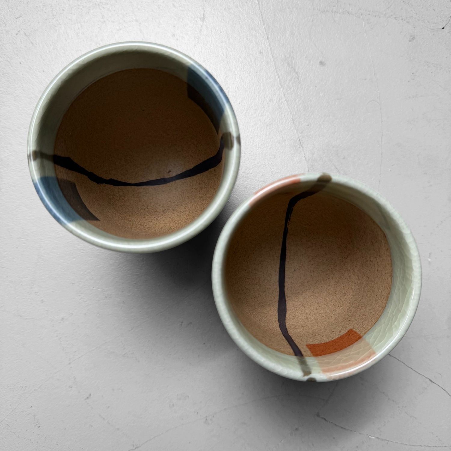 Set of Japanese Ceramic Yunomi Tea Cups, 1980s