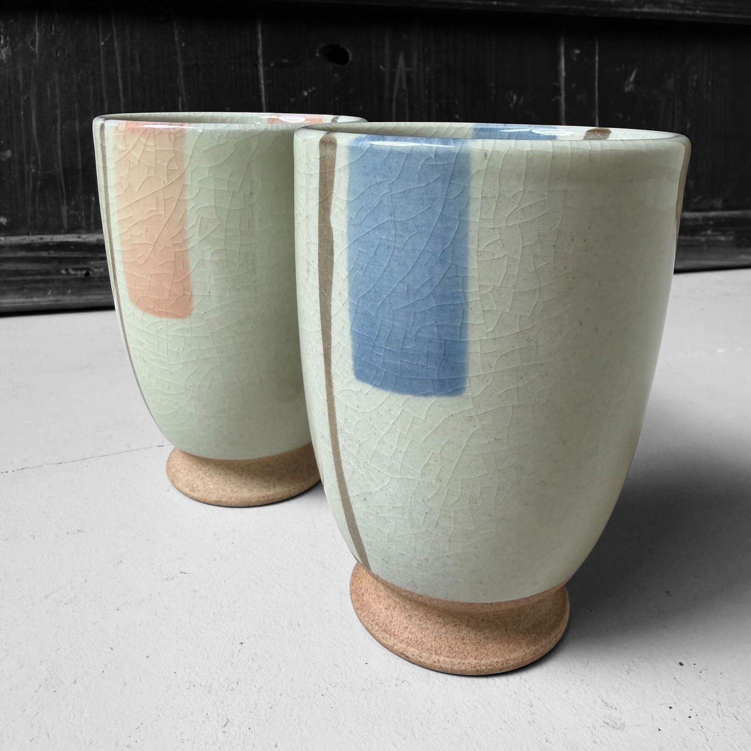 Set of Japanese Ceramic Yunomi Tea Cups, 1980s