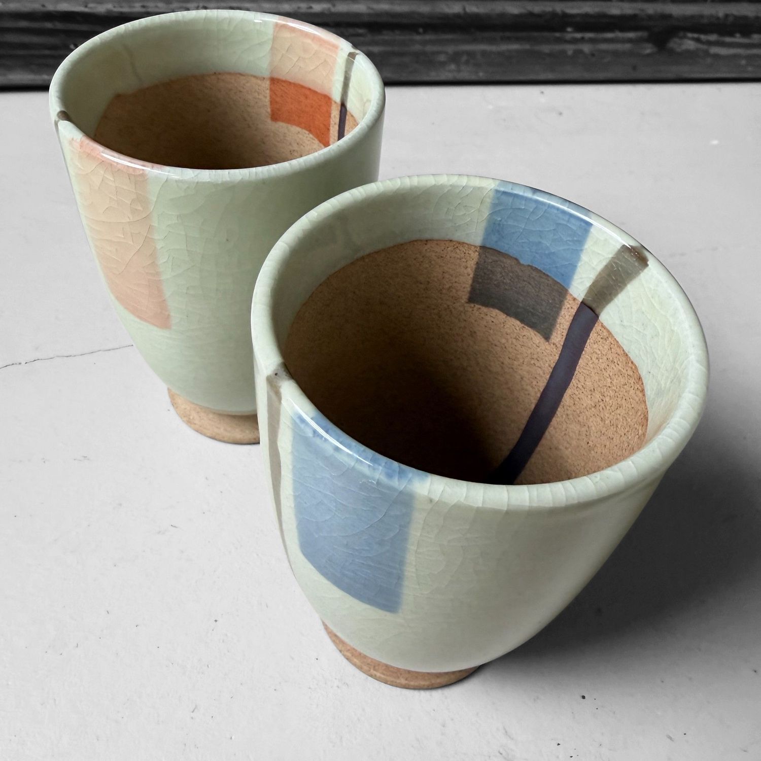 Set of Japanese Ceramic Yunomi Tea Cups, 1980s