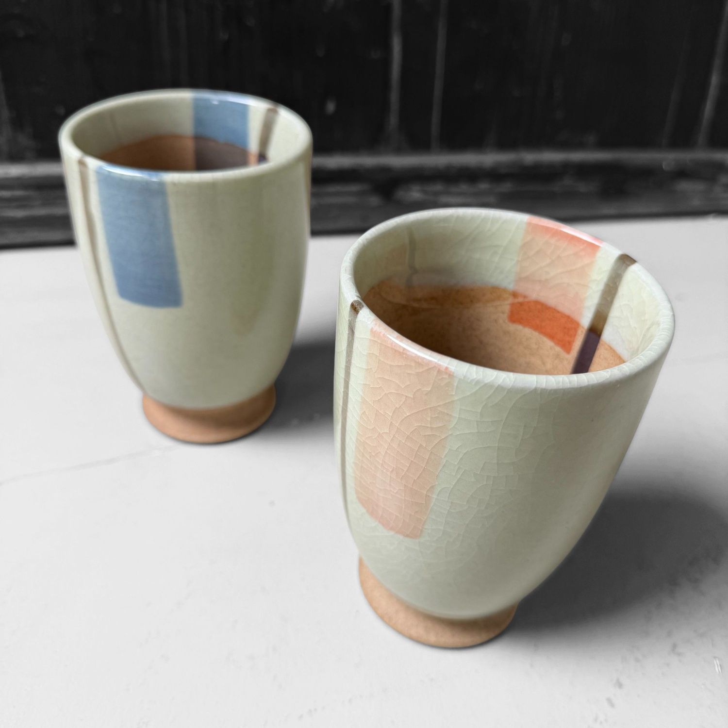 Set of Japanese Ceramic Yunomi Tea Cups, 1980s