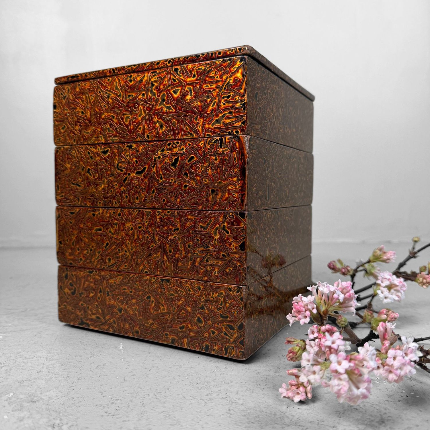 Japanese Wakasa-nuri Jubako, Stacking Box, 1940s