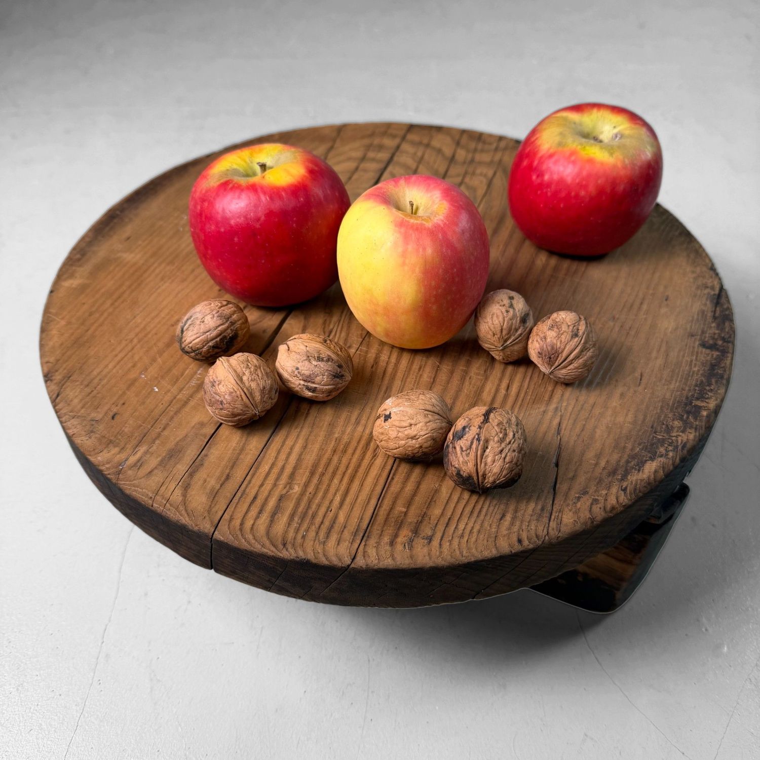 Japanese Wooden Oke Lid, Wabi-sabi Display Stand, 1920s