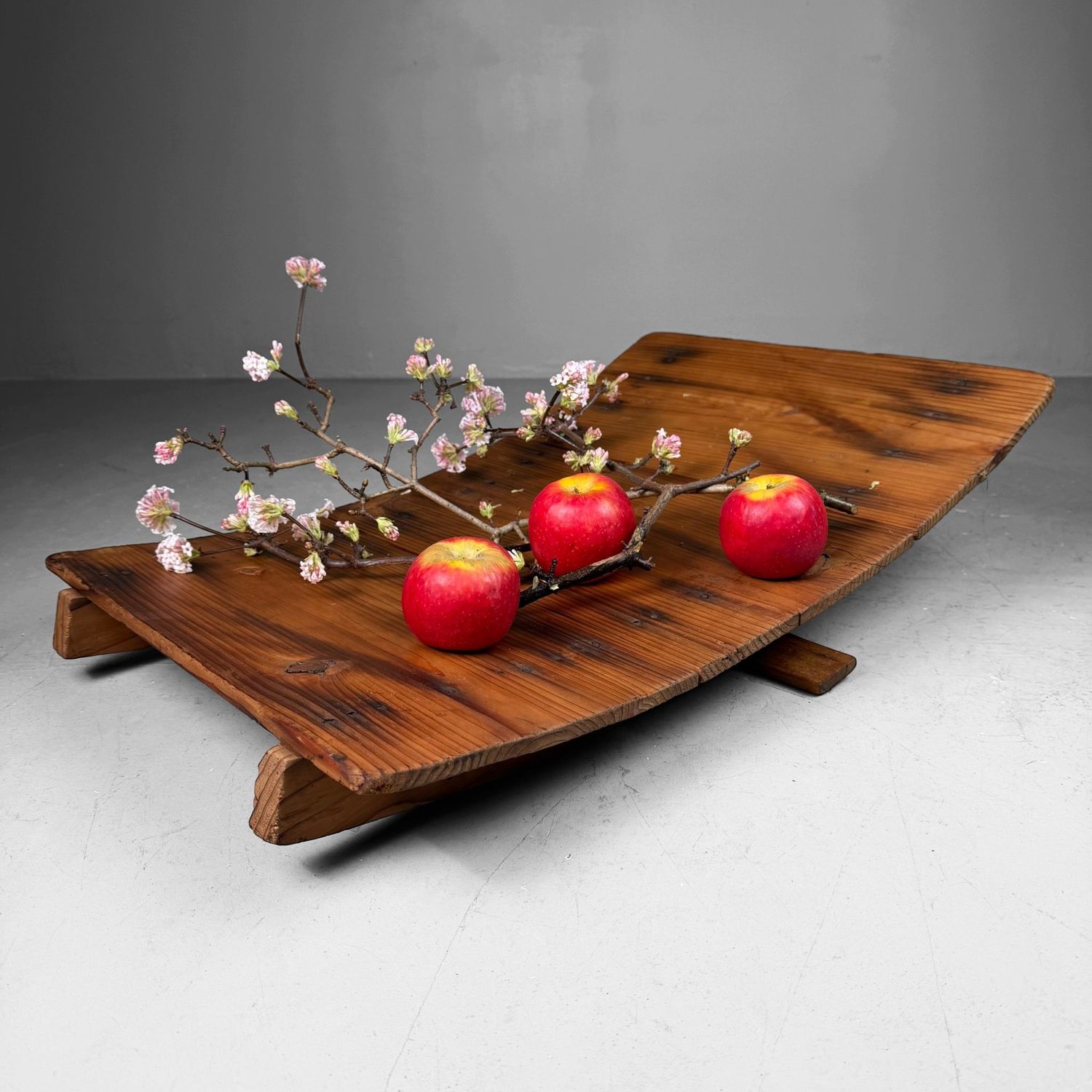 Japanese Wooden Sugi Plateau, Wabi-Sabi Display, 1930s