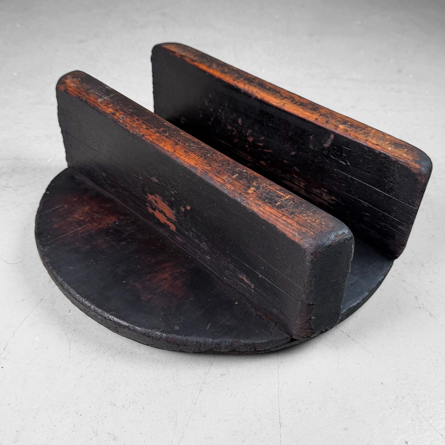 Japanese Wooden Oke Lid, Wabi-sabi Display Stand, 1910s