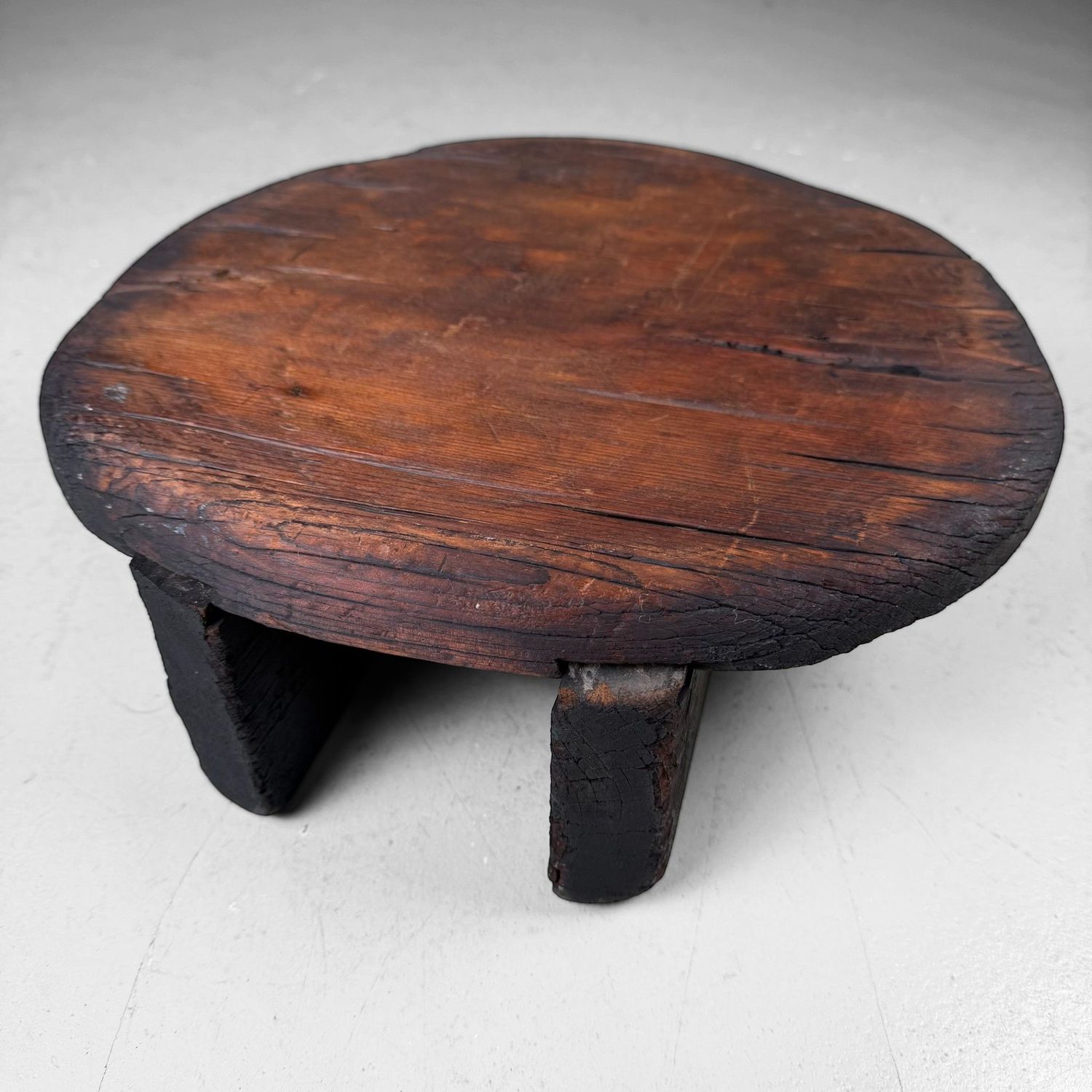 Japanese Wooden Oke Lid, Wabi-sabi Display Stand, 1910s