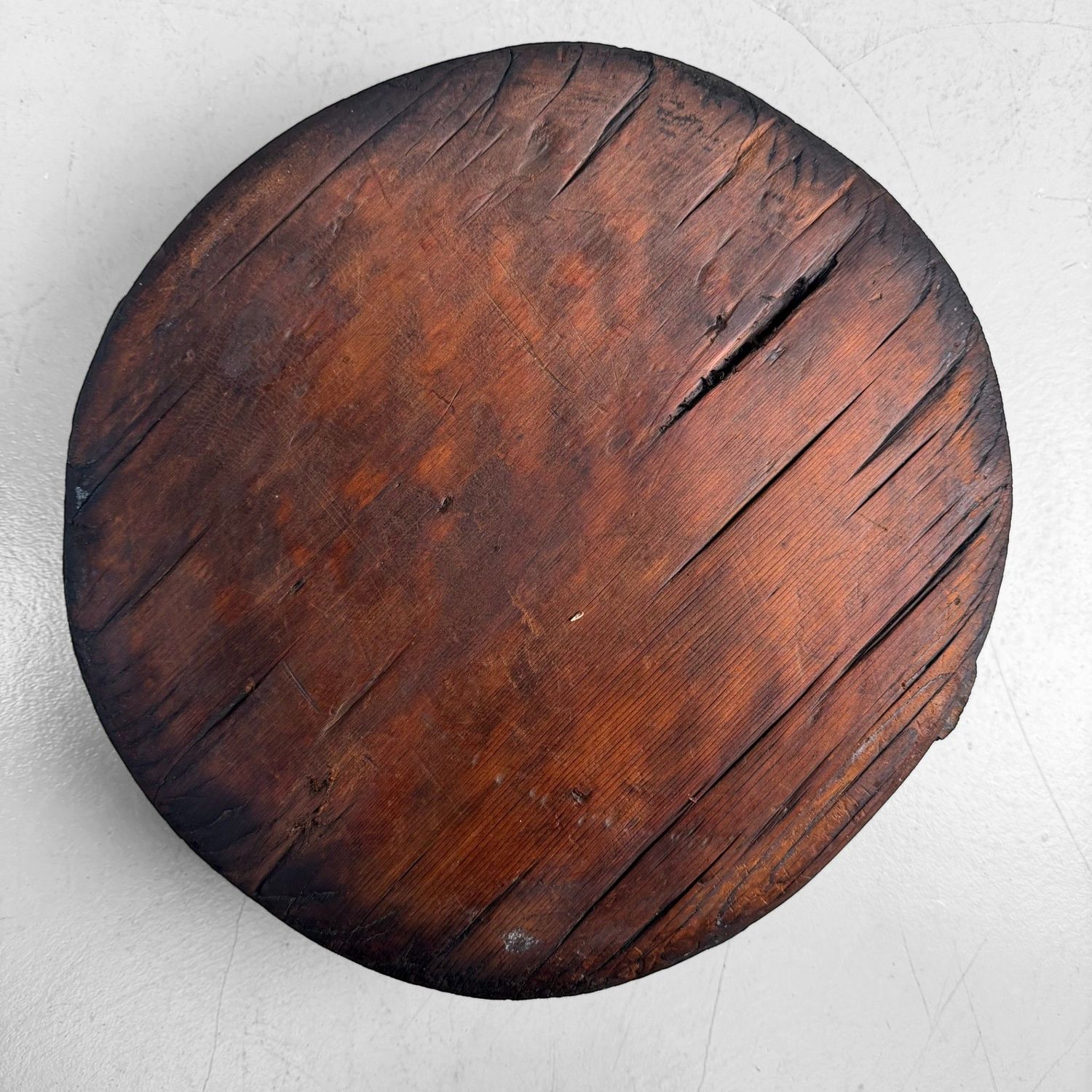 Japanese Wooden Oke Lid, Wabi-sabi Display Stand, 1910s