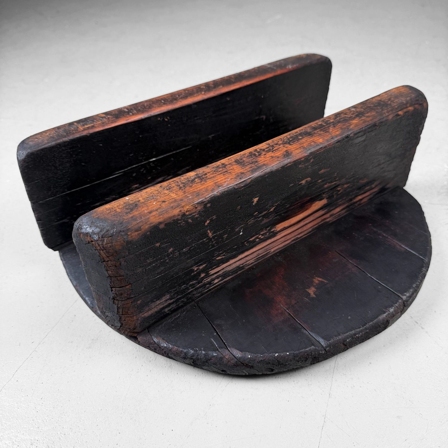 Japanese Wooden Oke Lid, Wabi-sabi Display Stand, 1910s