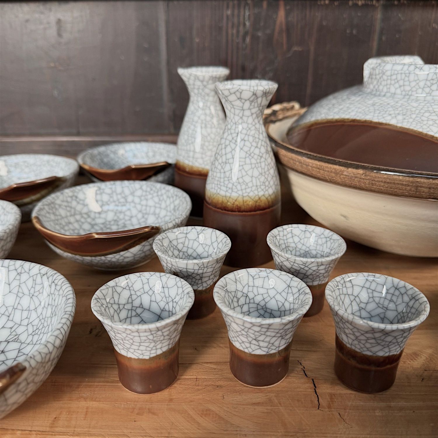 Japanese Ceramic Set with Donabe and Sake Service, 1970s