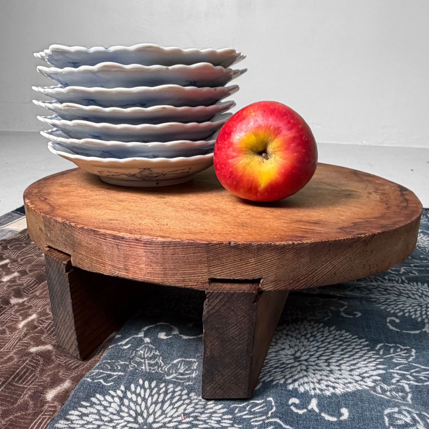Japanese Wooden Oke Lid, Wabi-sabi Display, 1940s