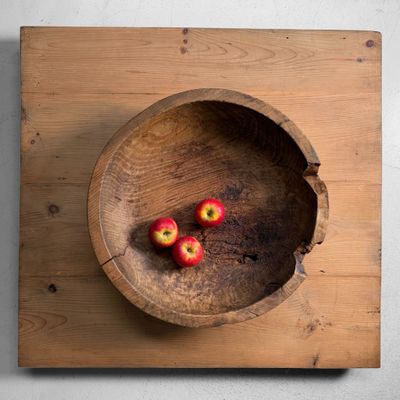 Antique Japanese Wooden Dough Bowl, Kibachi, 1920s