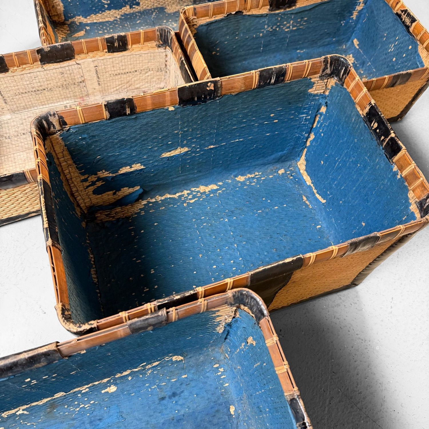Japanse Set Gevlochten Kōri Opbergmanden, Tachibanamon, 1900s