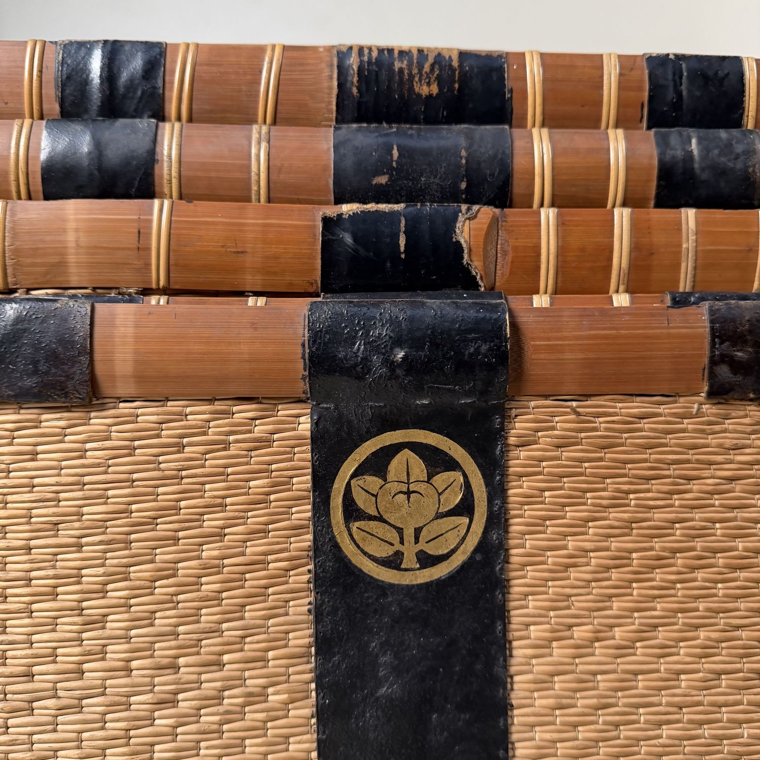 Japanse Set Gevlochten Kōri Opbergmanden, Tachibanamon, 1900s