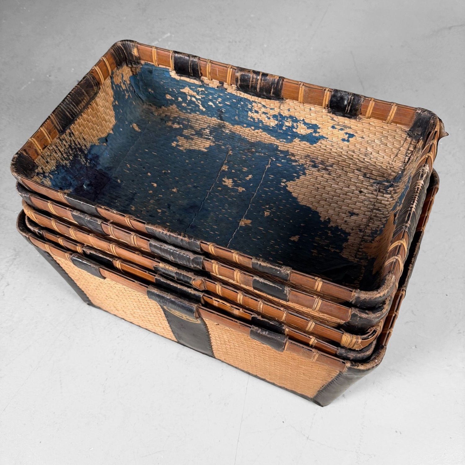 Japanse Set Gevlochten Kōri Opbergmanden, Tachibanamon, 1900s