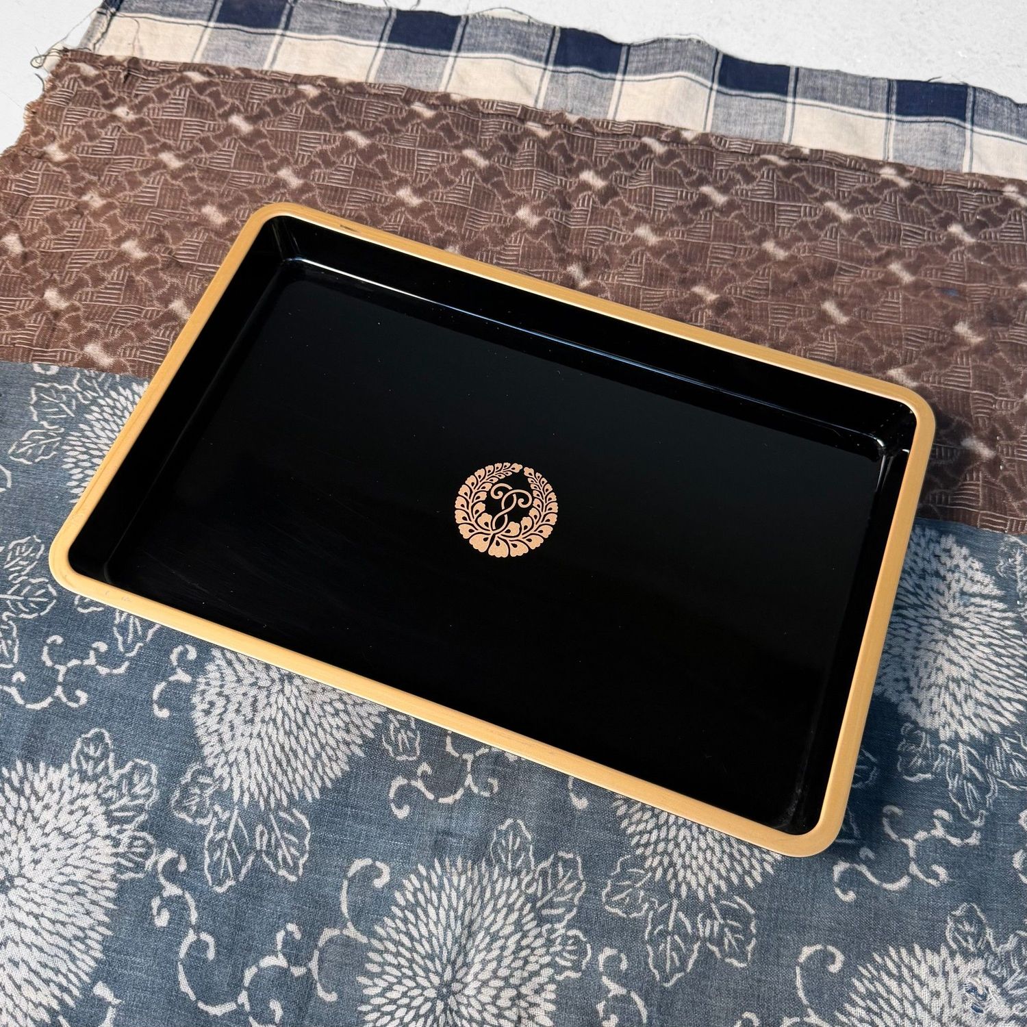 Japanese Lacquer Tray, Obon with Fuji-mon, 1970s