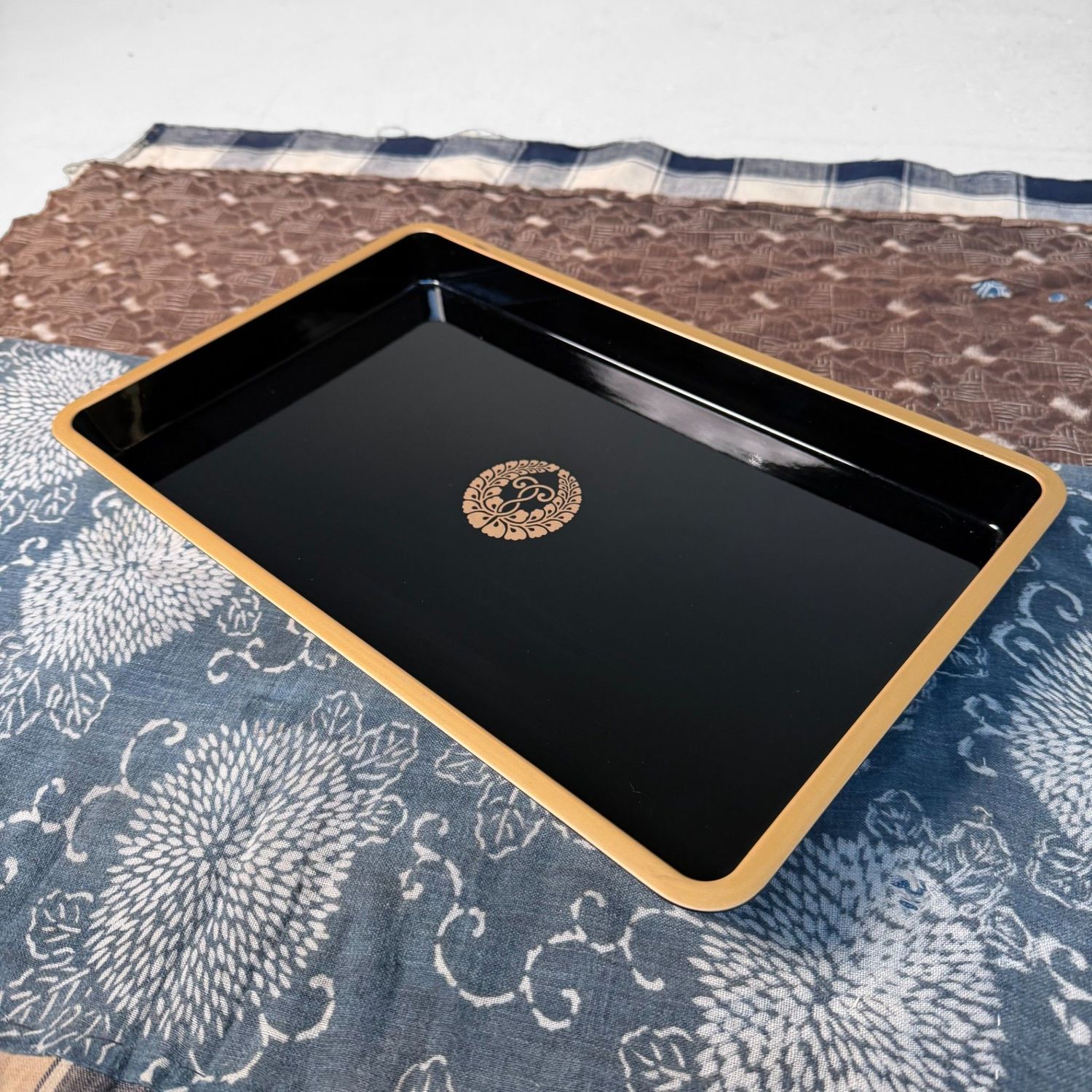 Japanese Lacquer Tray, Obon with Fuji-mon, 1970s