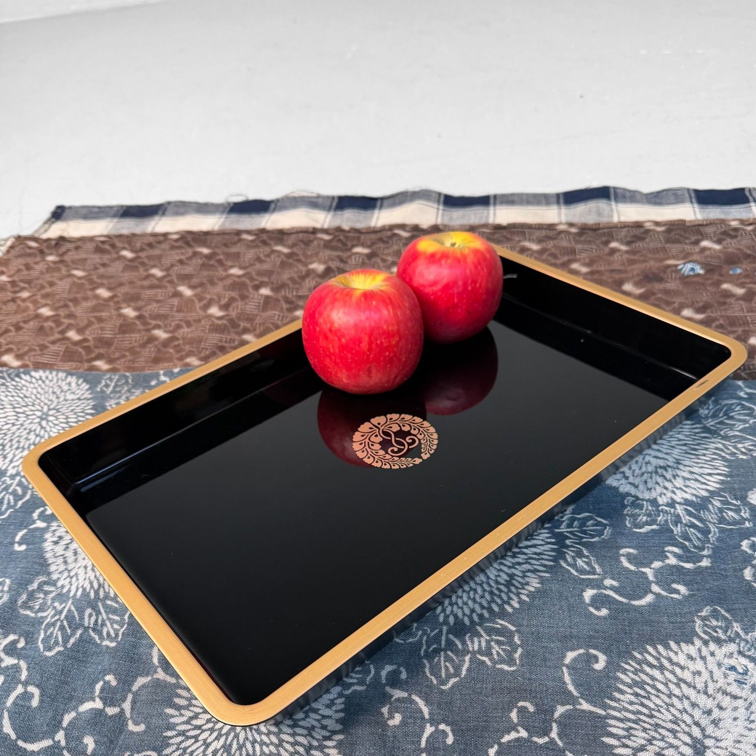 Japanese Lacquer Tray, Obon with Fuji-mon, 1970s