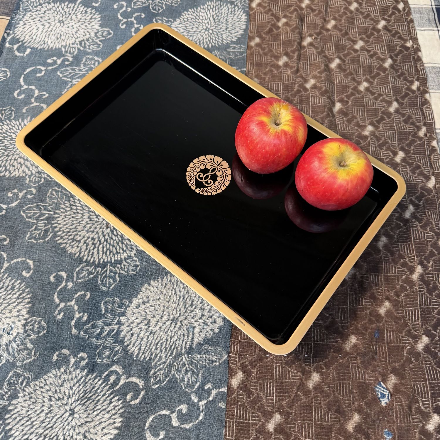 Japanese Lacquer Tray, Obon with Fuji-mon, 1970s