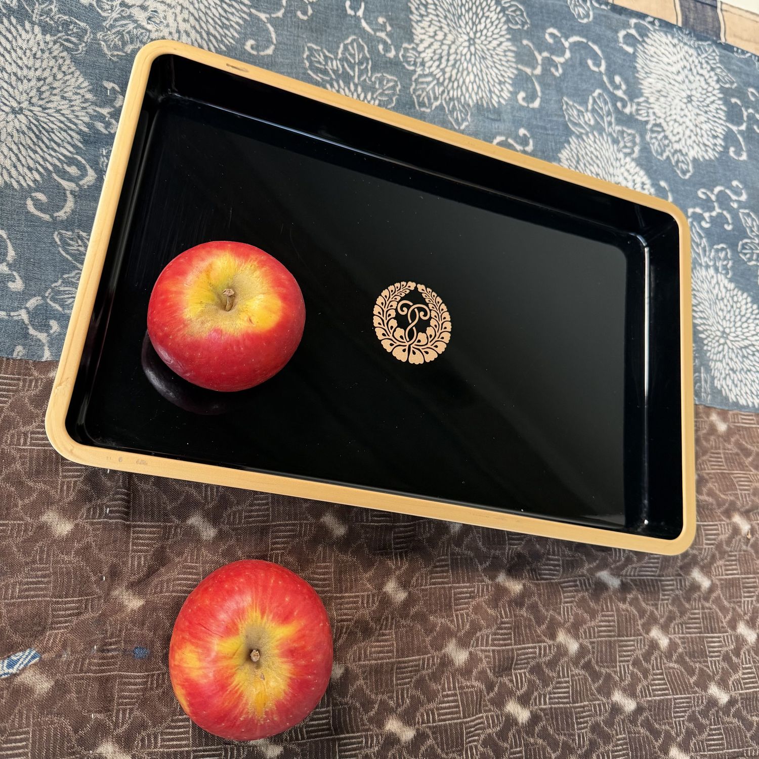 Japanese Lacquer Tray, Obon with Fuji-mon, 1970s
