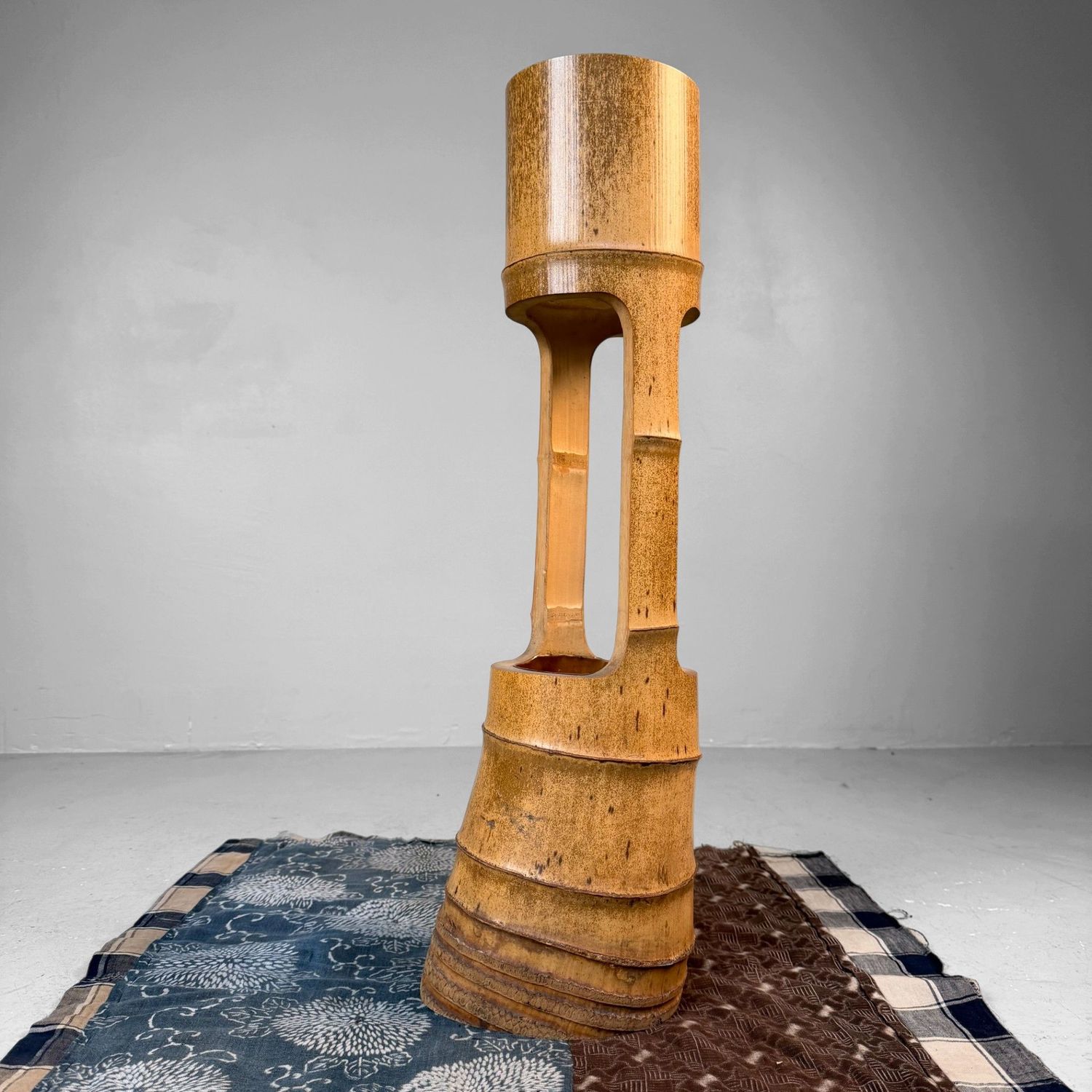 Bamboo Ikebana Stand, Ni-ju-giri Vase, 1930s