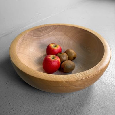 Japanese Wooden Dough Bowl, Kibachi, Large Serving Bowl, 1980s