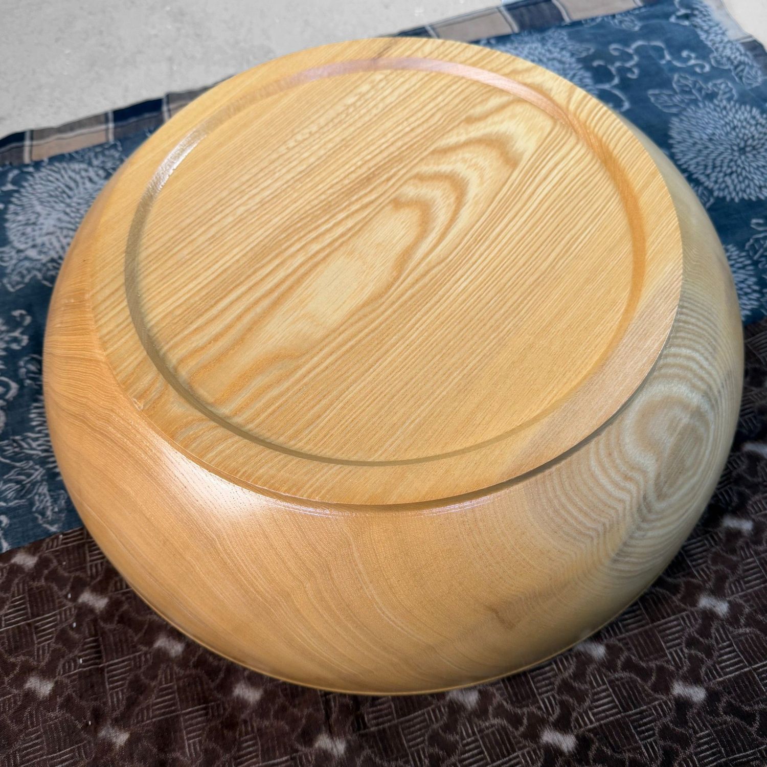 ​Japanse Houten Deegkom, Kibachi, Grote Serveerschaal, 1980s