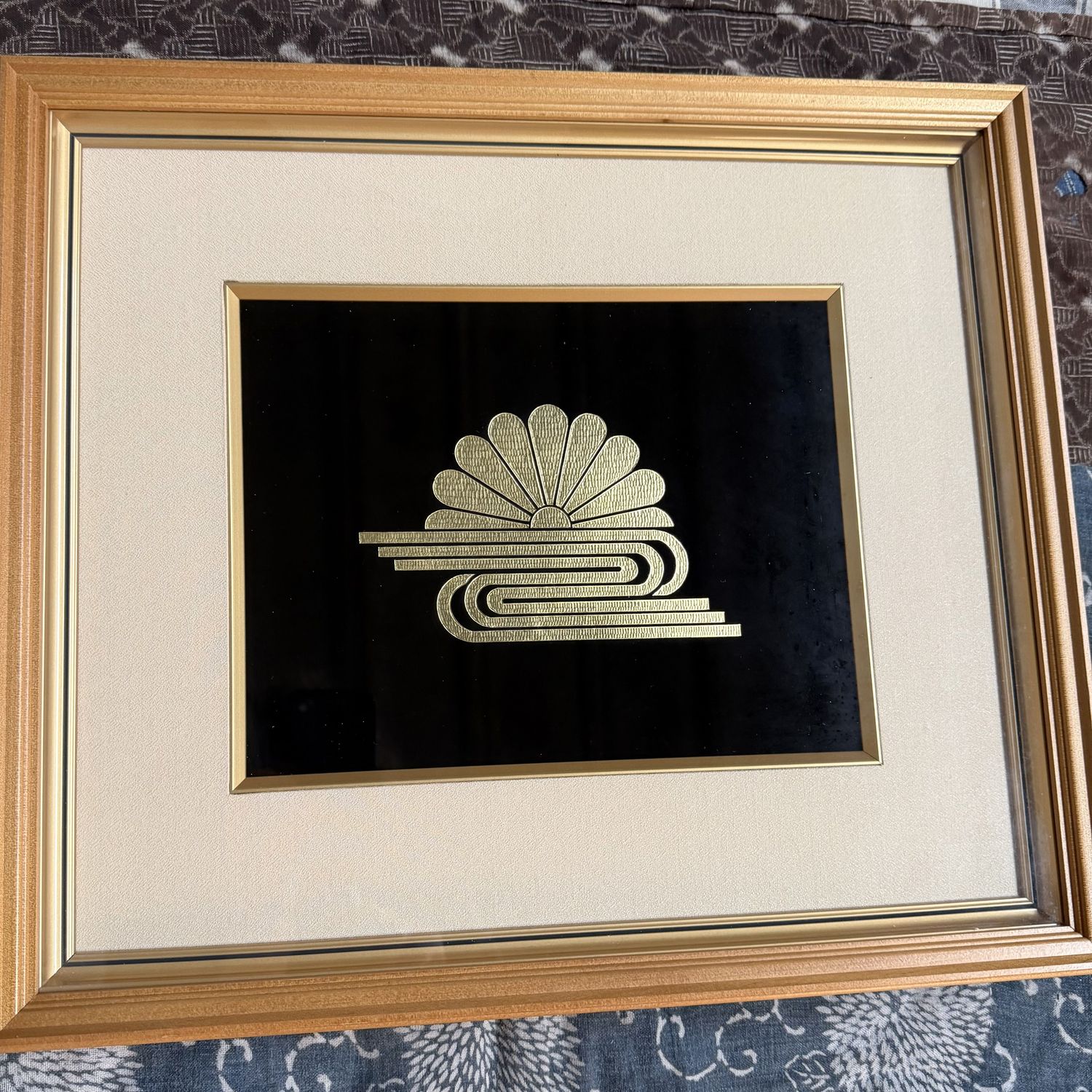 Wajima-nuri Lakwerk Wanddecoratie, Kikusui met Bladgoud, 1970s
