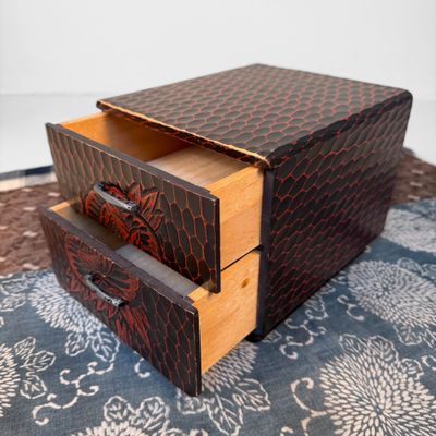 Small Kamakura-bori Haribako “Peony”, Jewellery Chest, Japan, 1970s.