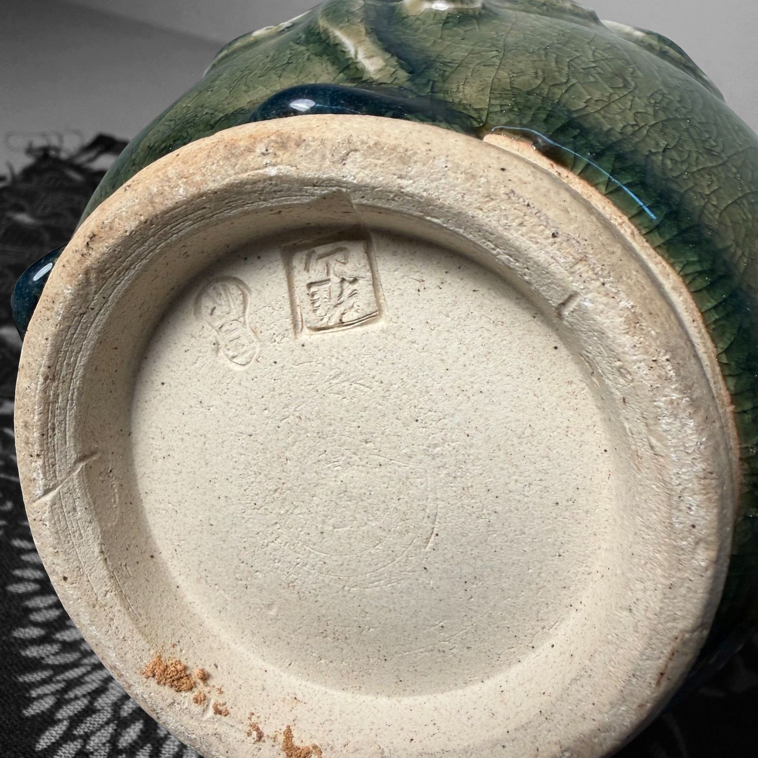 Set Celadon Ikebana Vazen, Bloemreliëf door Noma Gazan, Japan, 1970s