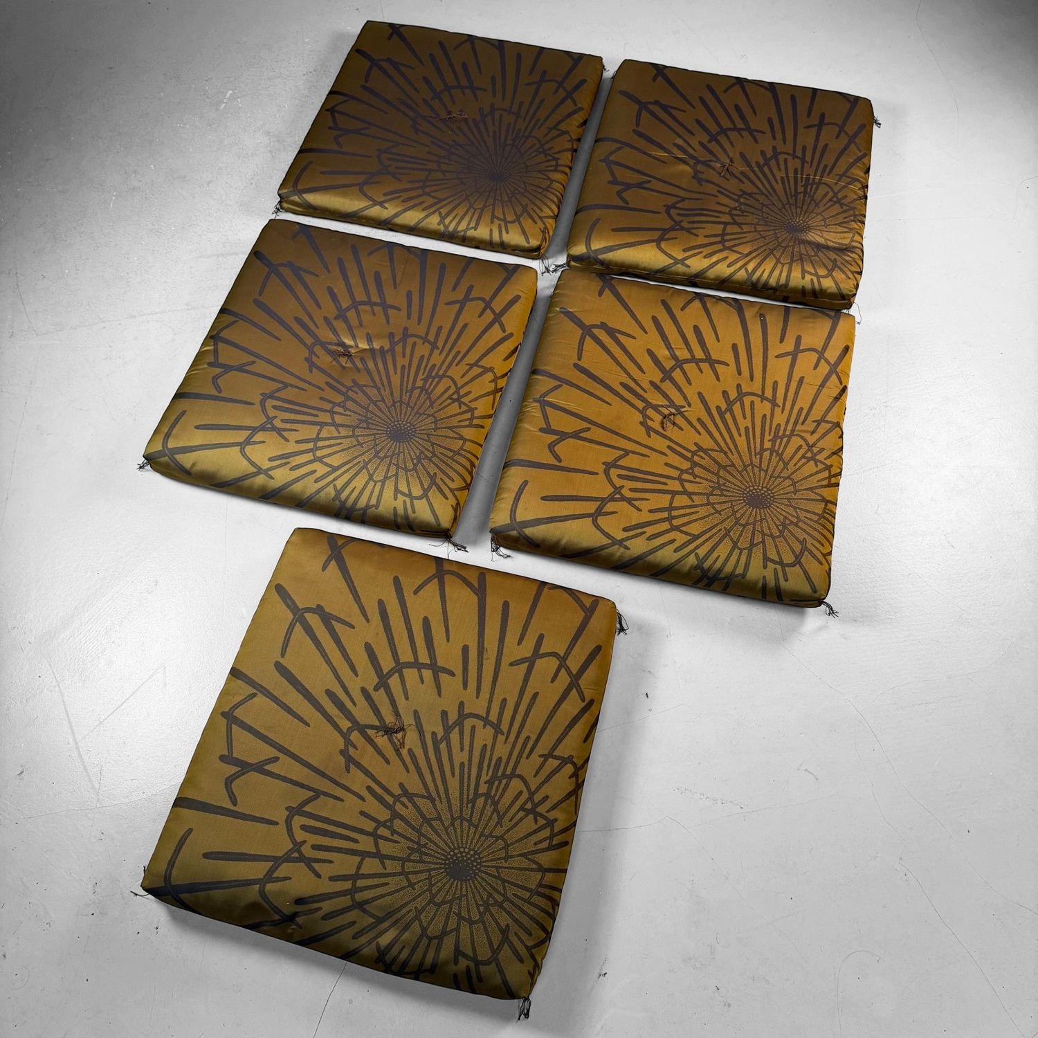 Set of Vintage Zabuton Floor Cushions with Floral Motif, 1960s