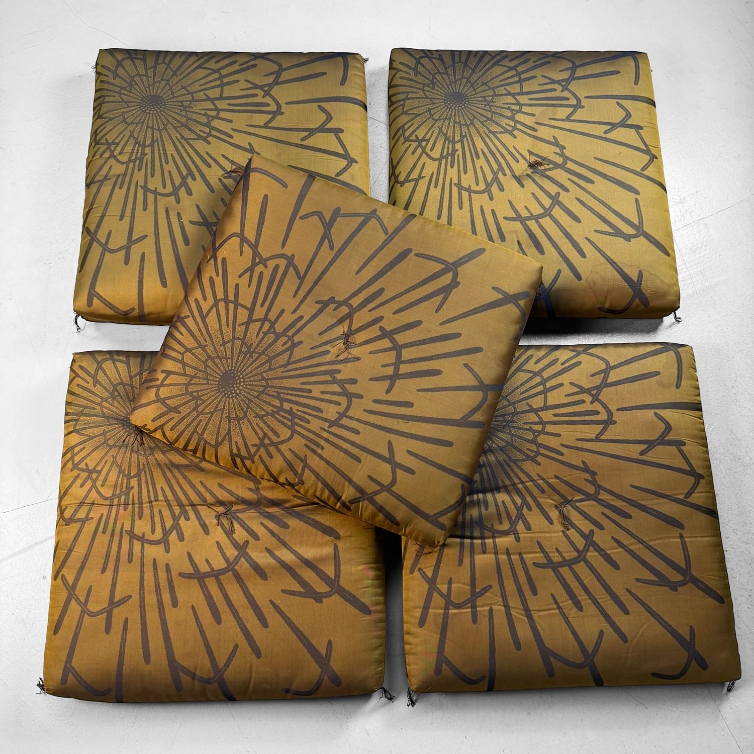 Set of Vintage Zabuton Floor Cushions with Floral Motif, 1960s