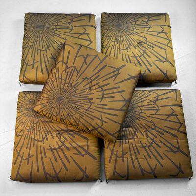 Set of Vintage Zabuton Floor Cushions with Floral Motif, 1960s