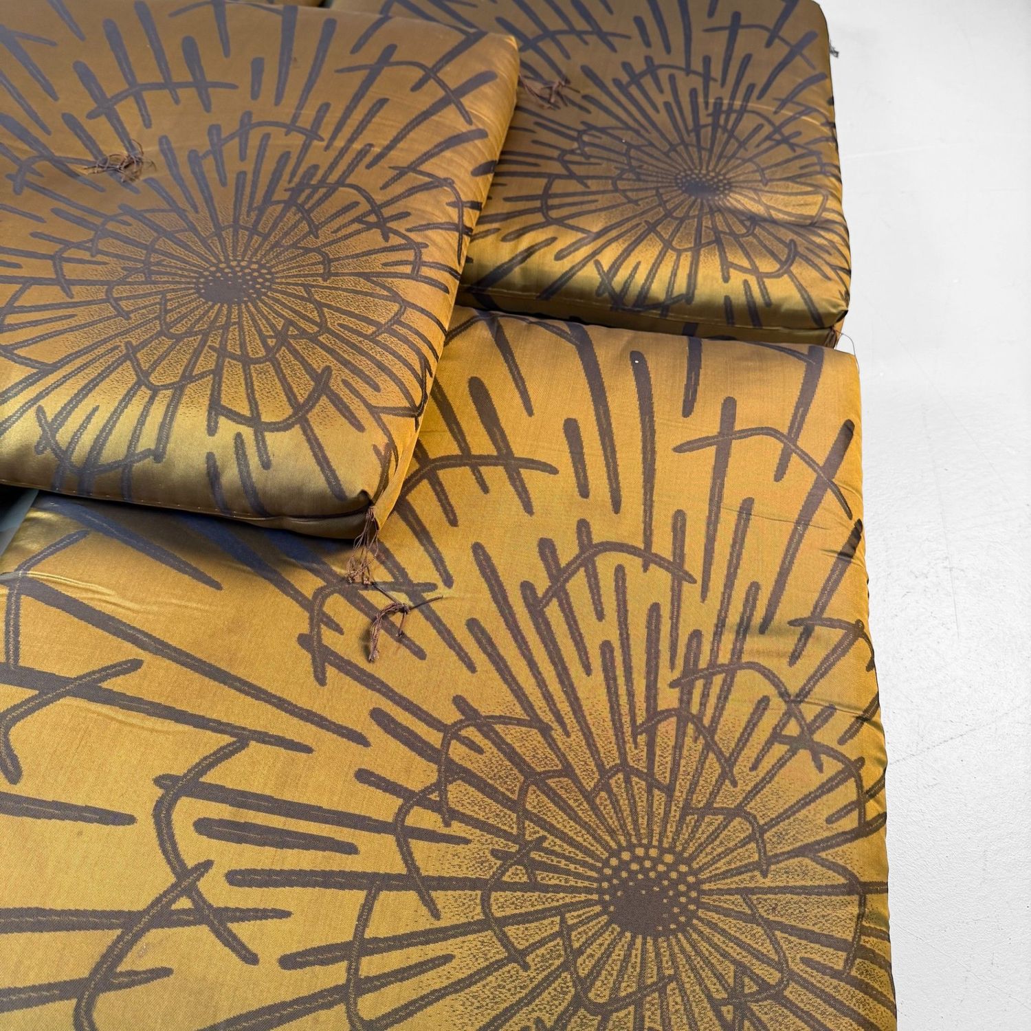 Set of Vintage Zabuton Floor Cushions with Floral Motif, 1960s