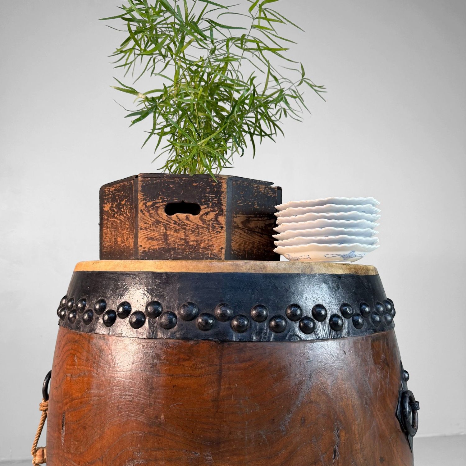 Decorative Japanese Nagadō Taiko Matsuri Drum, 1950s