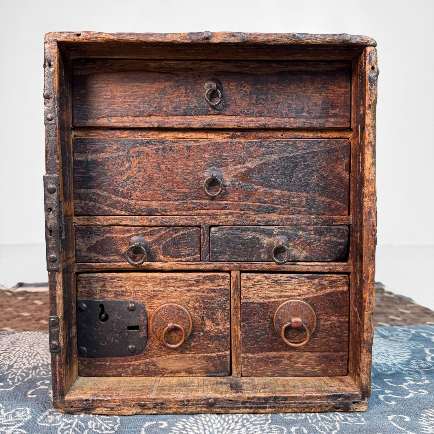 Small Japanese Fude Tansu, Calligraphy Drawer Chest, 1900s