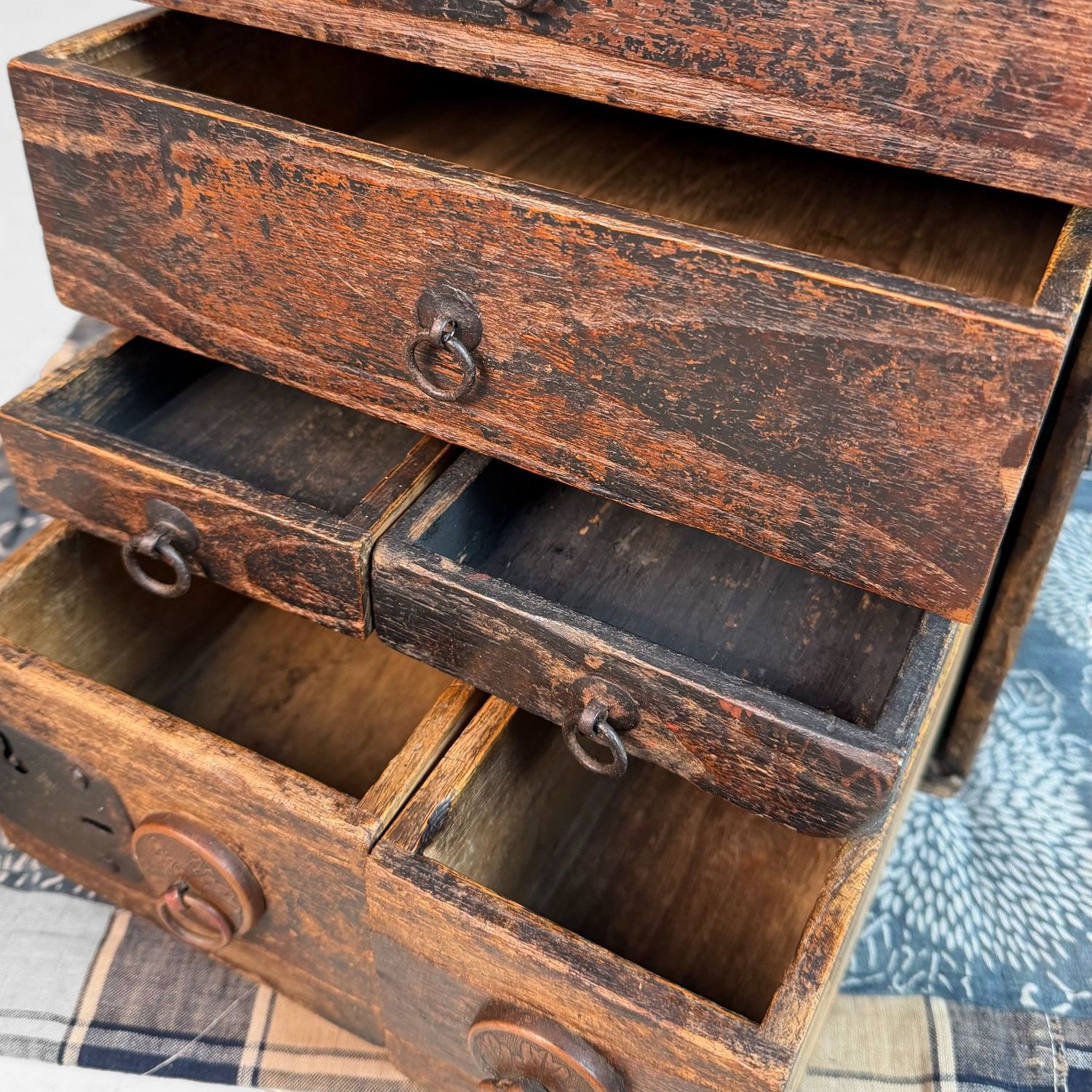 Small Japanese Fude Tansu, Calligraphy Drawer Chest, 1900s