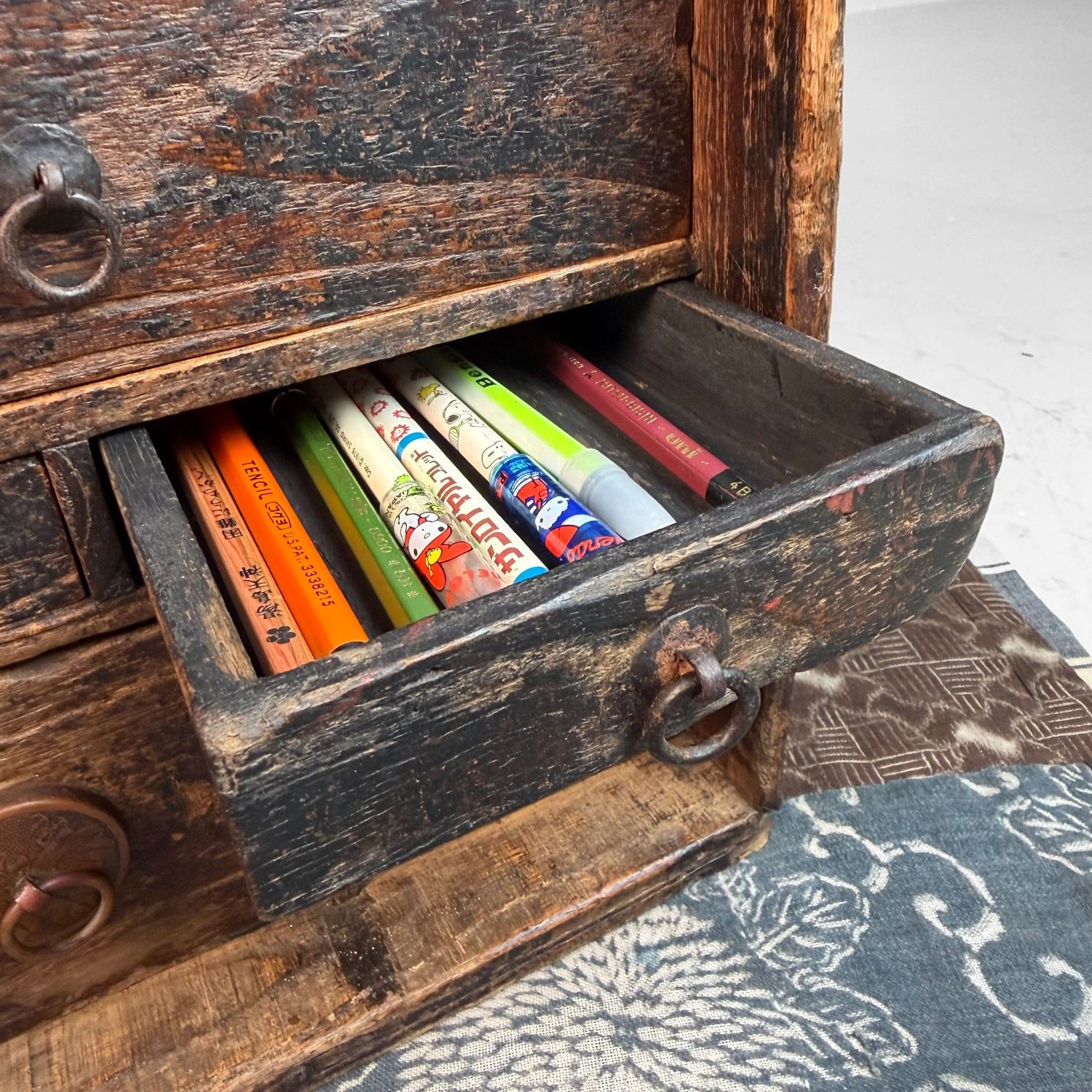 Small Japanese Fude Tansu, Calligraphy Drawer Chest, 1900s