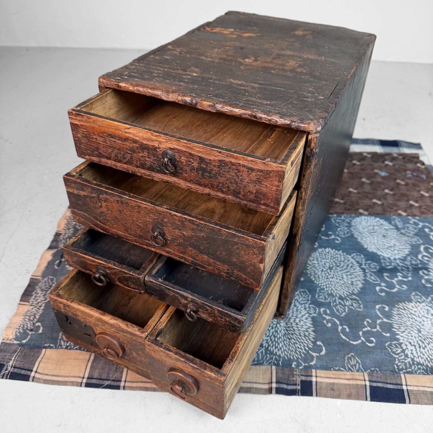 Small Japanese Fude Tansu, Calligraphy Drawer Chest, 1900s