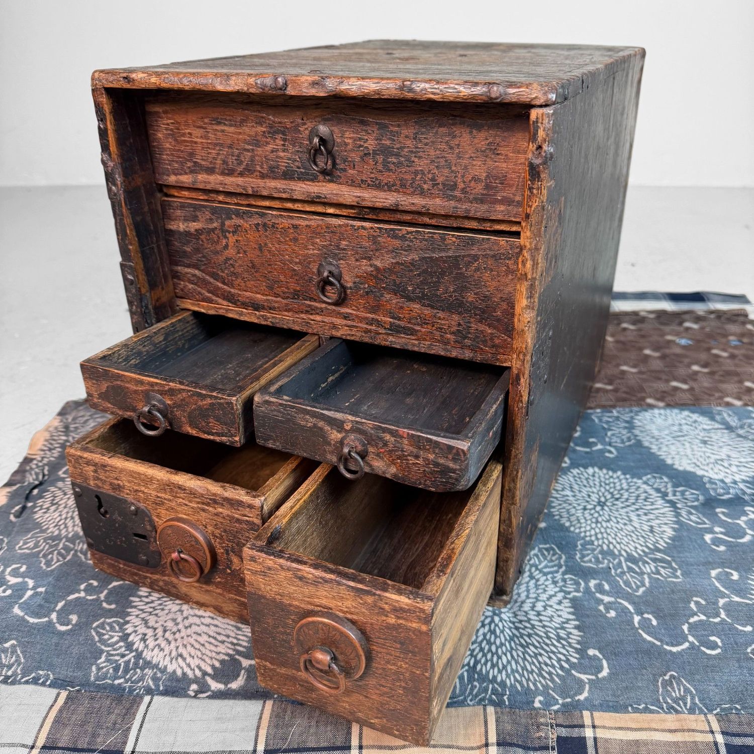 Small Japanese Fude Tansu, Calligraphy Drawer Chest, 1900s