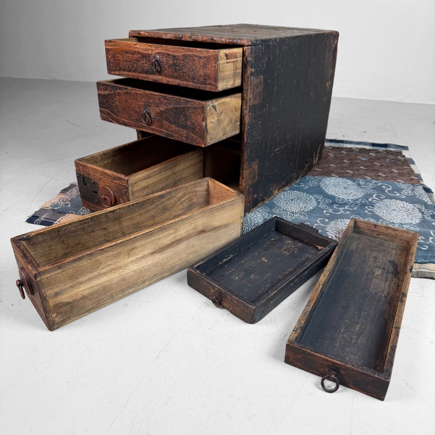 Small Japanese Fude Tansu, Calligraphy Drawer Chest, 1900s