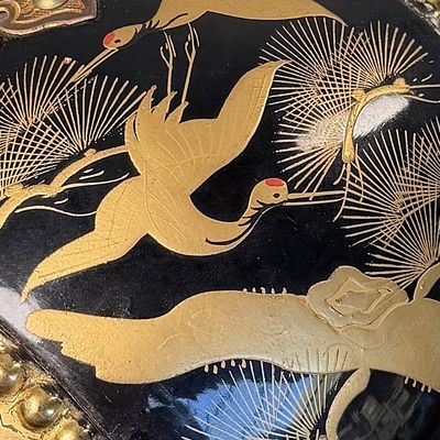 ​Japanse Decoratieve Taiko met Gouddecor ‘Kraanvogels’, 1960s