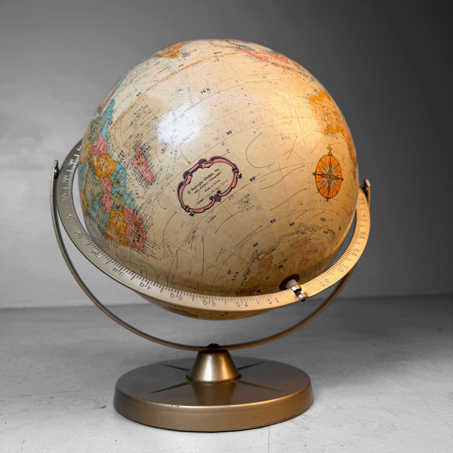 Vintage Replogle Relief Globe ‘World Classic’, Japanese Edition, 1980s