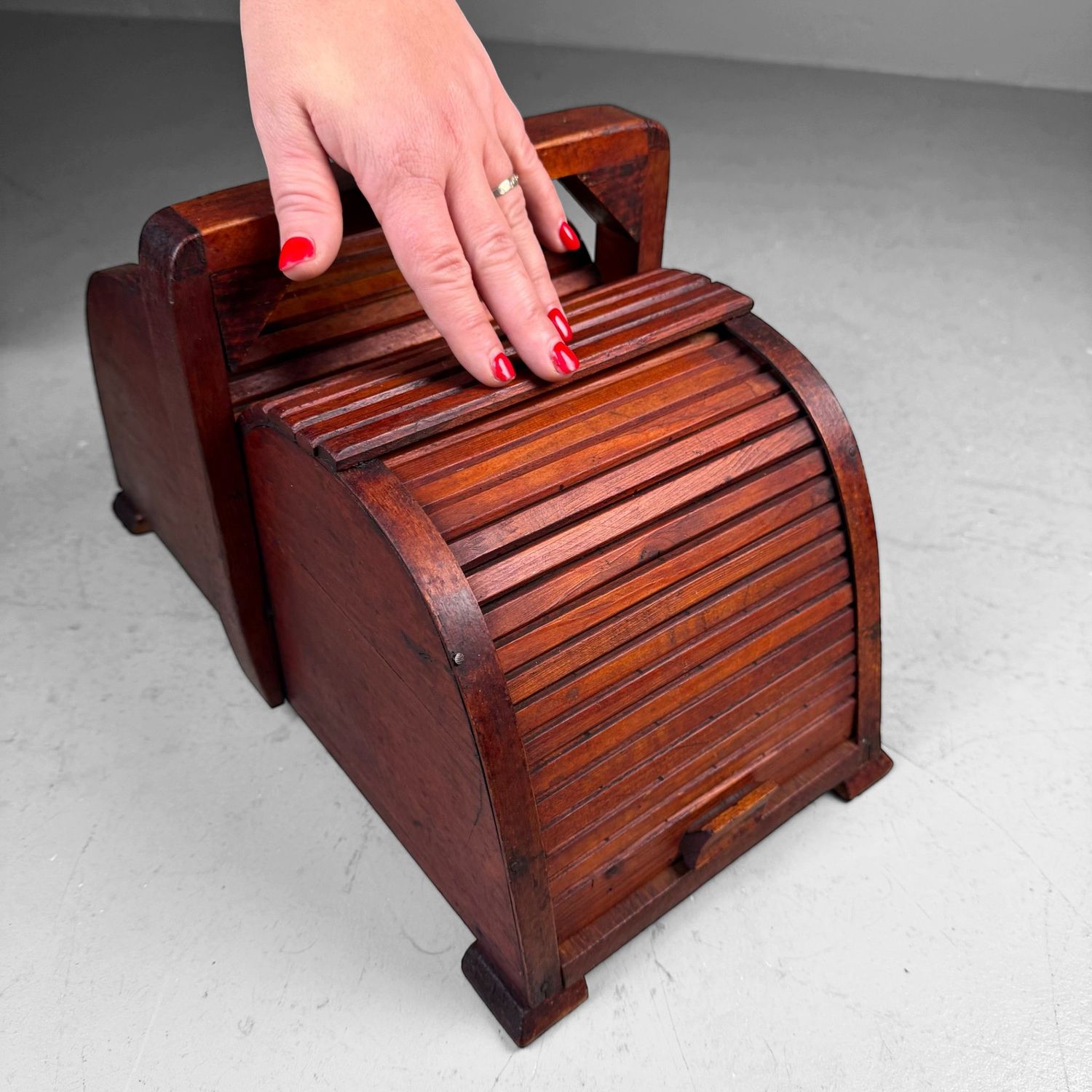 Wooden Sewing Box with Tambour Doors, Germany, 1940s
