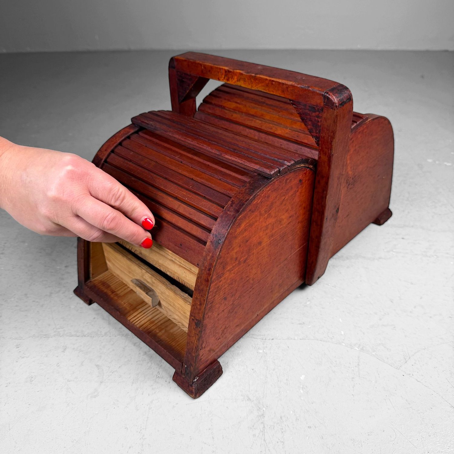 Wooden Sewing Box with Tambour Doors, Germany, 1940s