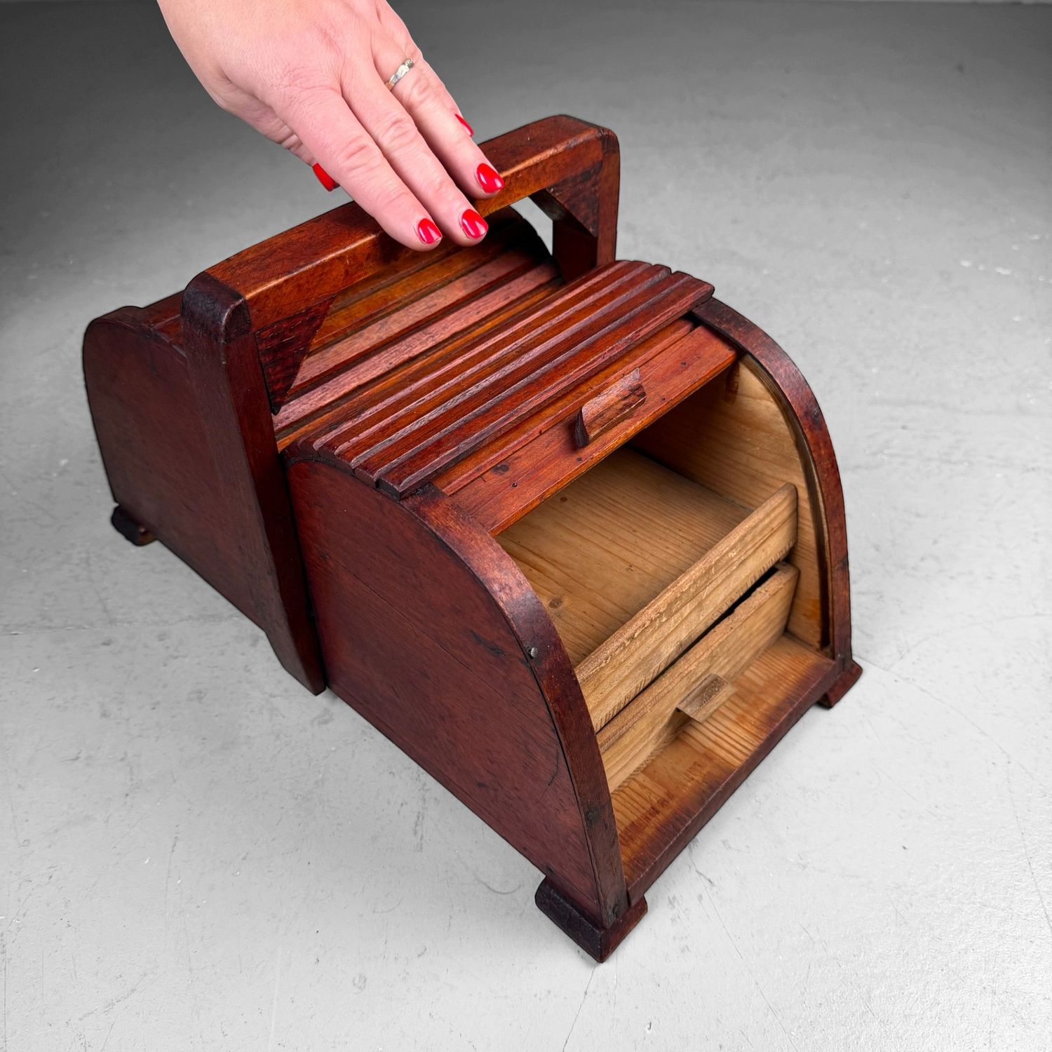 Wooden Sewing Box with Tambour Doors, Germany, 1940s